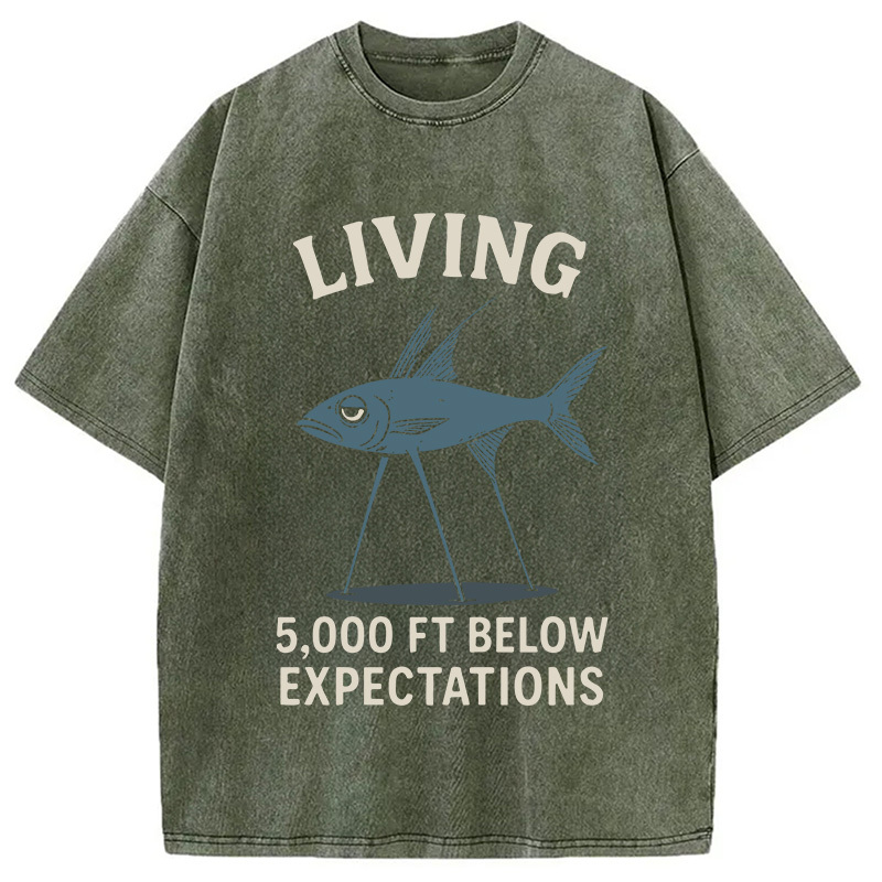 Tokyocanvas Tripod Fish Funny Meme Washed T-Shirt