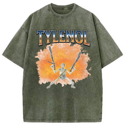 Tokyocanvas Funny Unhinged Skeleton Washed T-Shirt