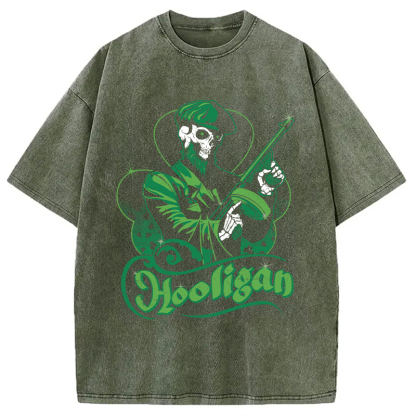 Tokyocanvas Hooligan Green Skeleton Washed T-Shirt