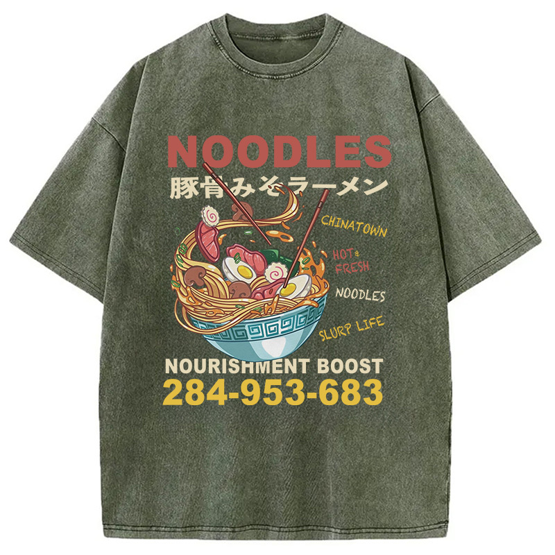 Tokyocanvas Cute Ramen Noodle Washed T-Shirt
