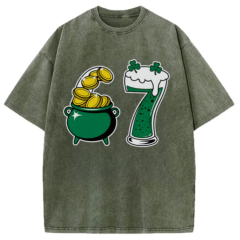 Tokyocanvas Funny 6 7 St Patricks Day Washed T-Shirt