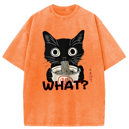 Tokyocanvas Kawaii Noodle Cat Washed T-Shirt