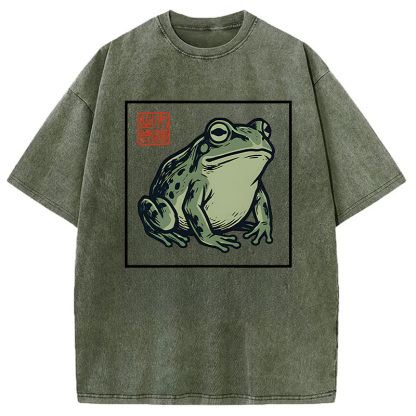 Tokyocanvas Zen Frog Washed T-Shirt