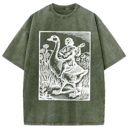 Tokyocanvas Medieval Bard Goose Washed T-Shirt