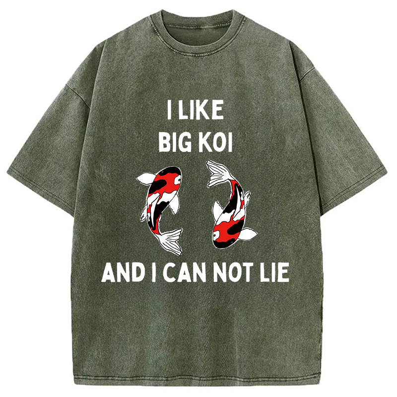 Tokyocanvas Vintage Koi Fish I Like Big Koi Washed T-Shirt
