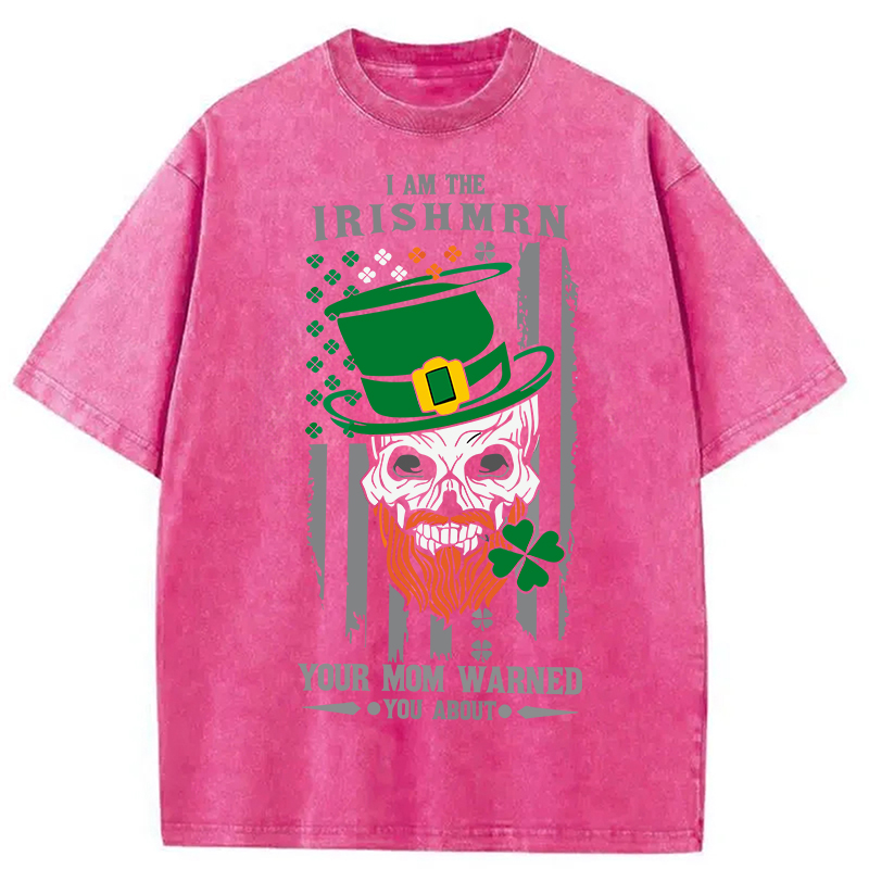 Tokyocanvas Clover Skull St. Patrick's Day Washed T-Shirt
