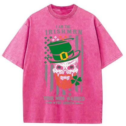 Tokyocanvas Clover Skull St. Patrick's Day Washed T-Shirt