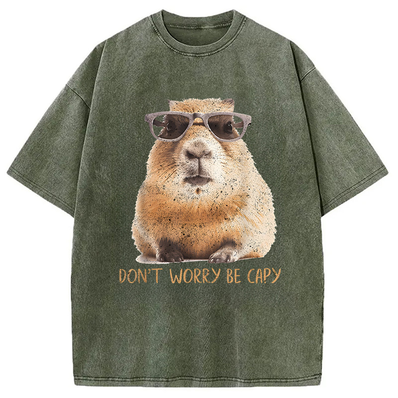 Tokyocanvas Don't Worry Be Capy Capybara Washed T-Shirt