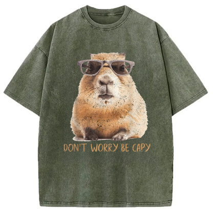 Tokyocanvas Don't Worry Be Capy Capybara Washed T-Shirt