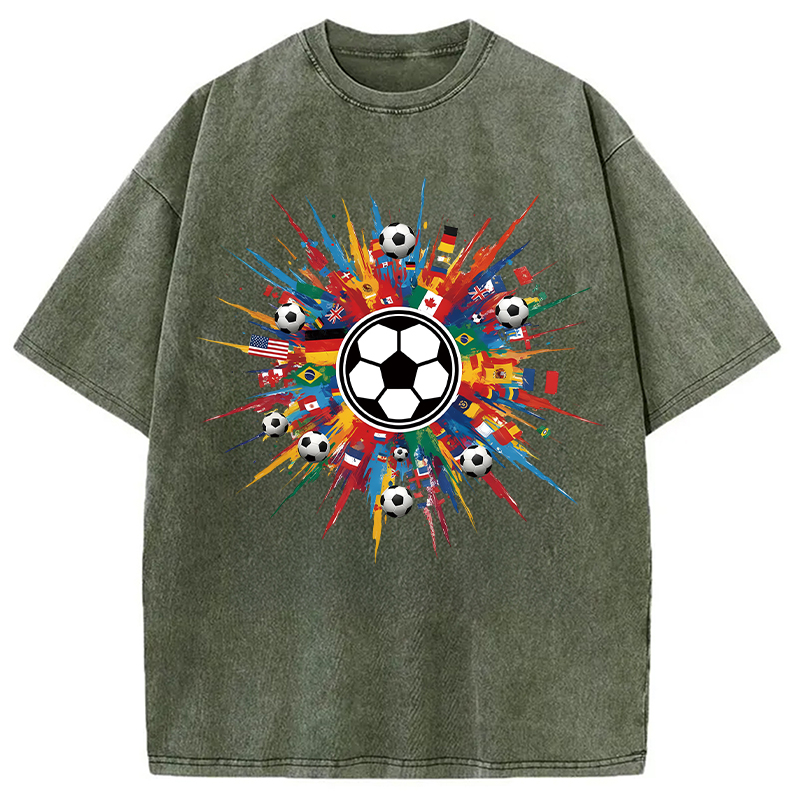 Tokyocanvas International Soccer Flags Washed T-Shirt