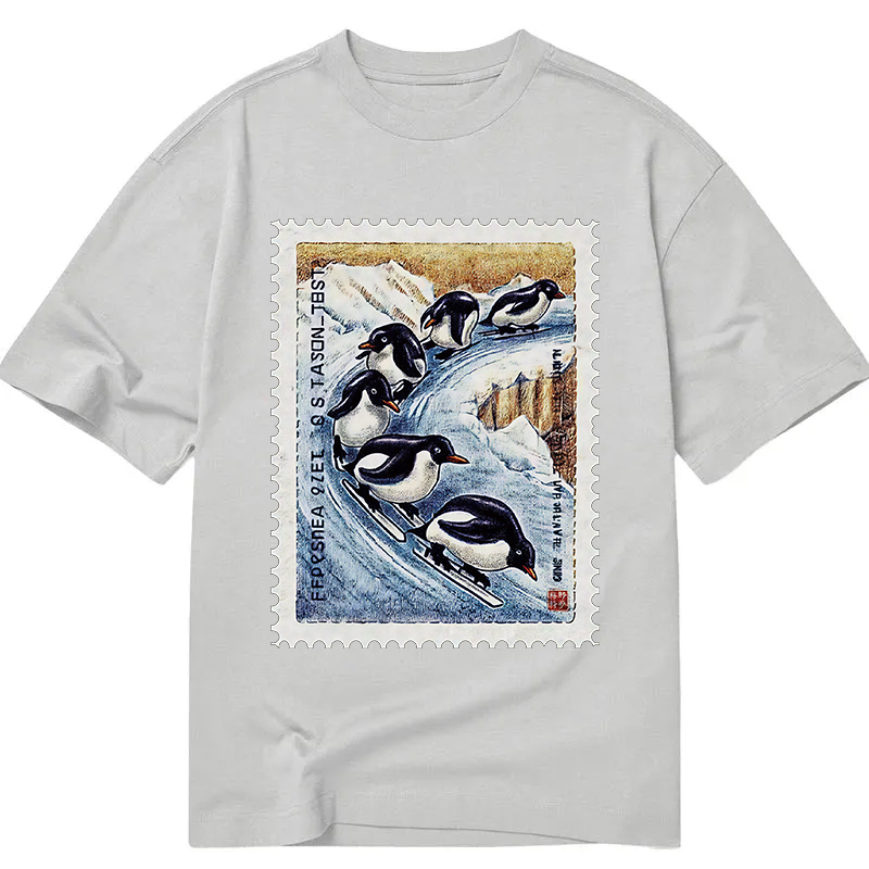 Tokyocanvas Gliding Penguin Stamp Classic T-Shirt