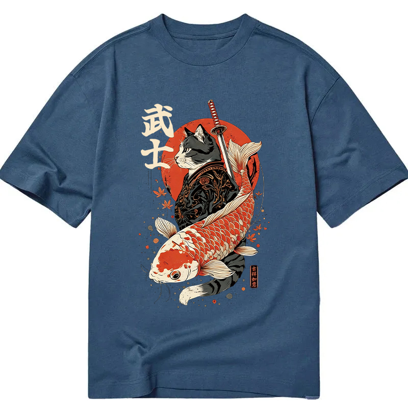 Tokyocanvas Samurai Cat And Koi Classic T-Shirt