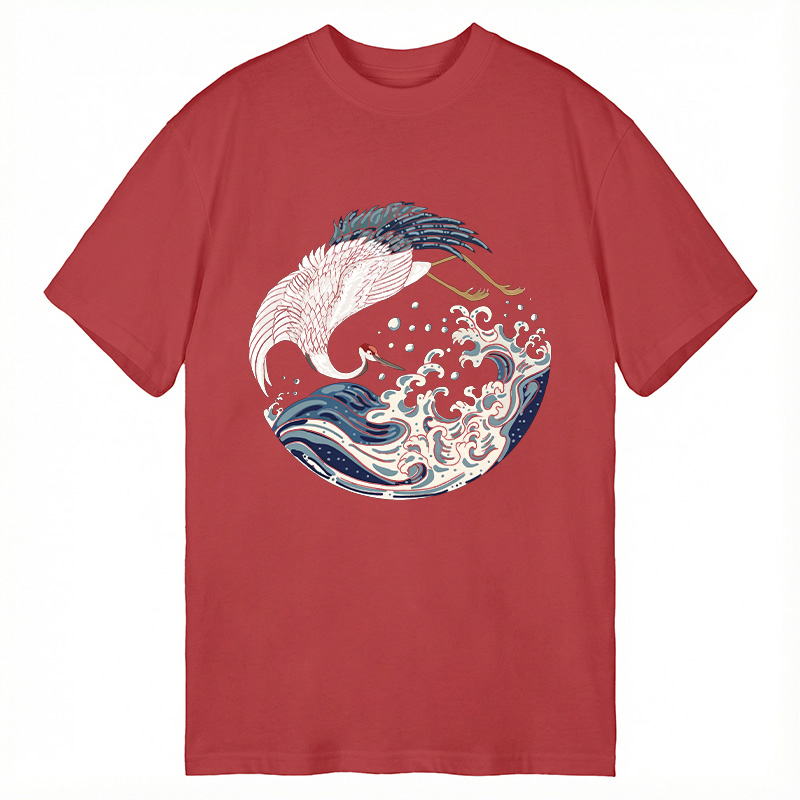 Tokyocanvas Crane Bird Wave Classic T-Shirt