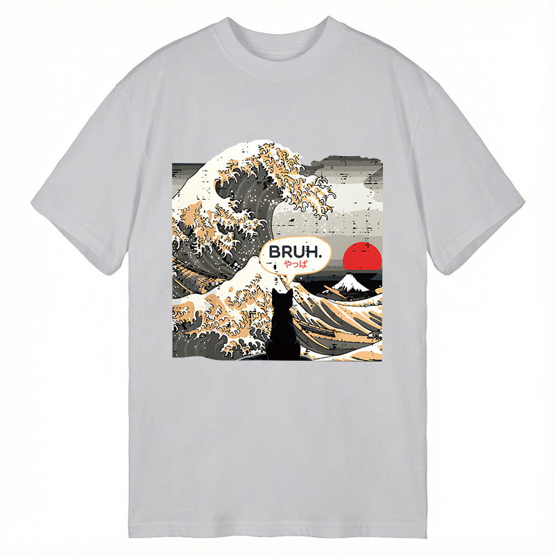 Tokyocanvas Bruh Cat Great Wave Classic T-Shirt