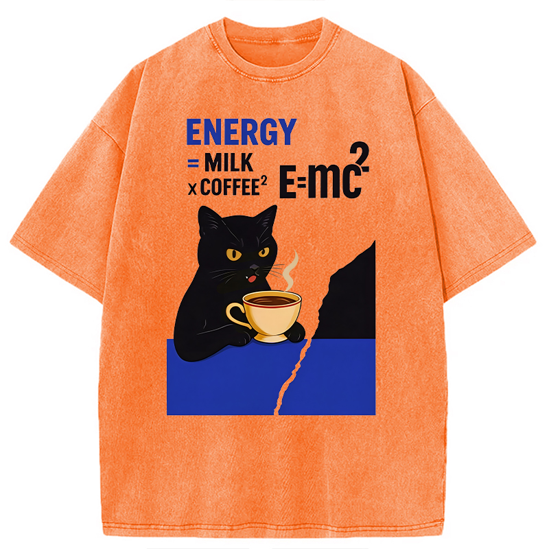 Tokyocanvas Cat Coffee Energy Formula Washed T-Shirt