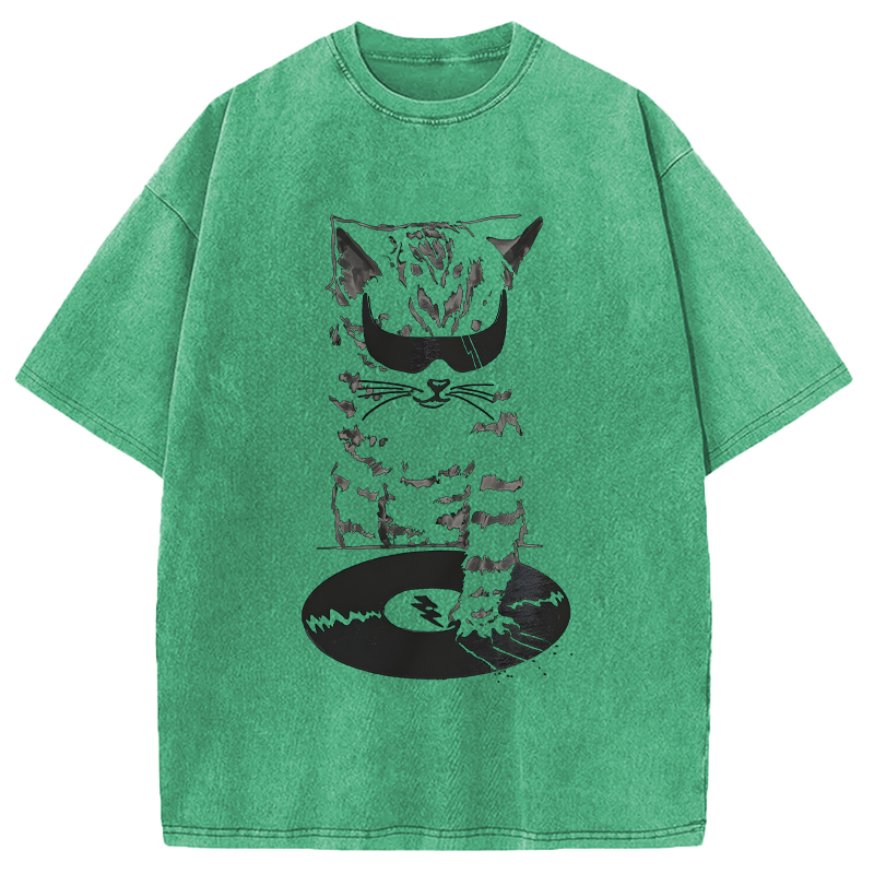 Tokyocanvas DJ Cat Washed T-Shirt