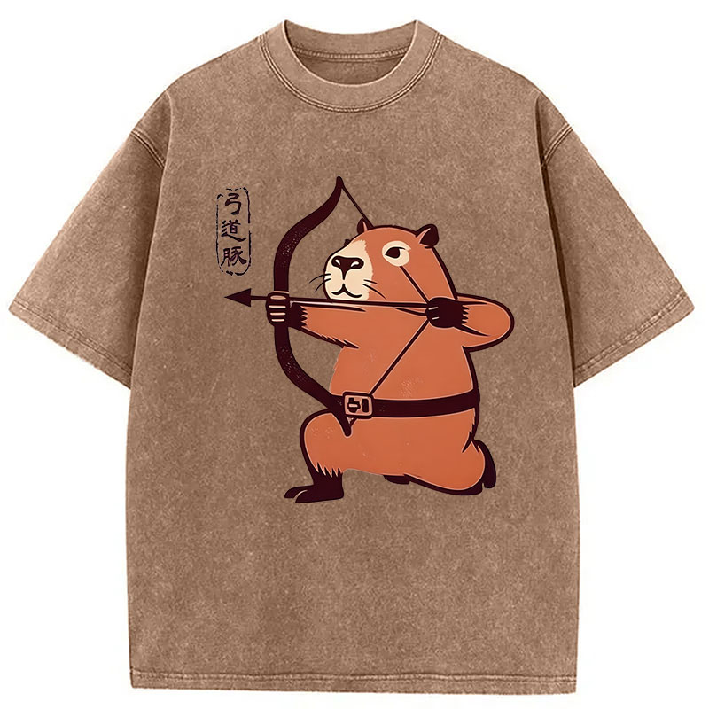 Tokyocanvas The Capybara Archer Washed T-Shirt