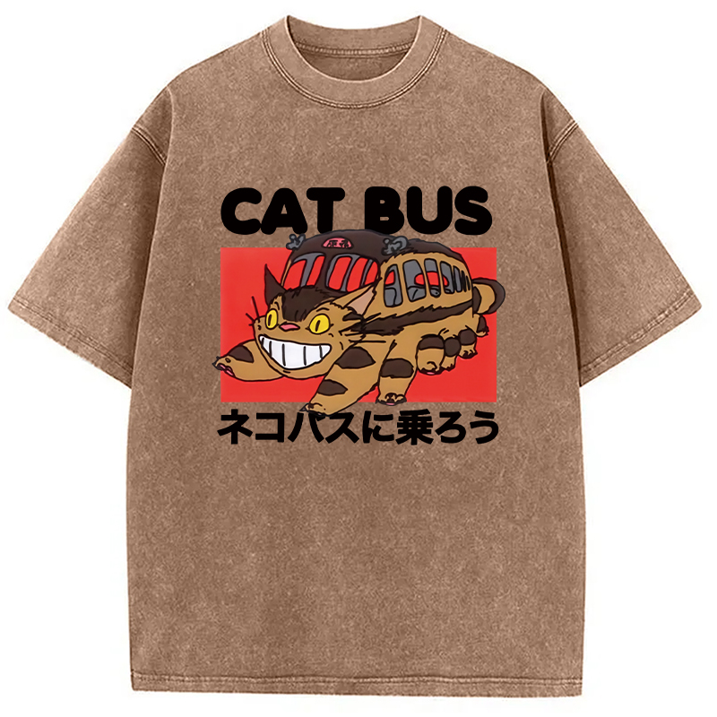 Tokyocanvas Cat Bus Washed T-Shirt