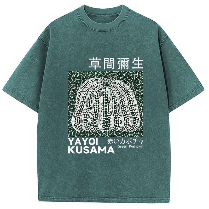 Tokyocanvas Art Green Pumpkin Vintage Washed T-Shirt