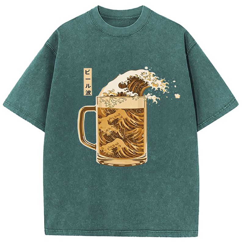 Tokyocanvas Japanese Wave Beer Washed T-Shirt