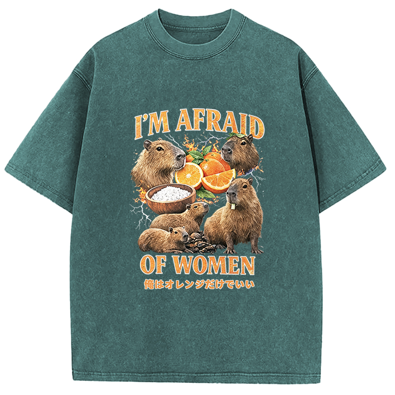 Tokyocanvas Capybara Oranges Graphic Washed T-Shirt