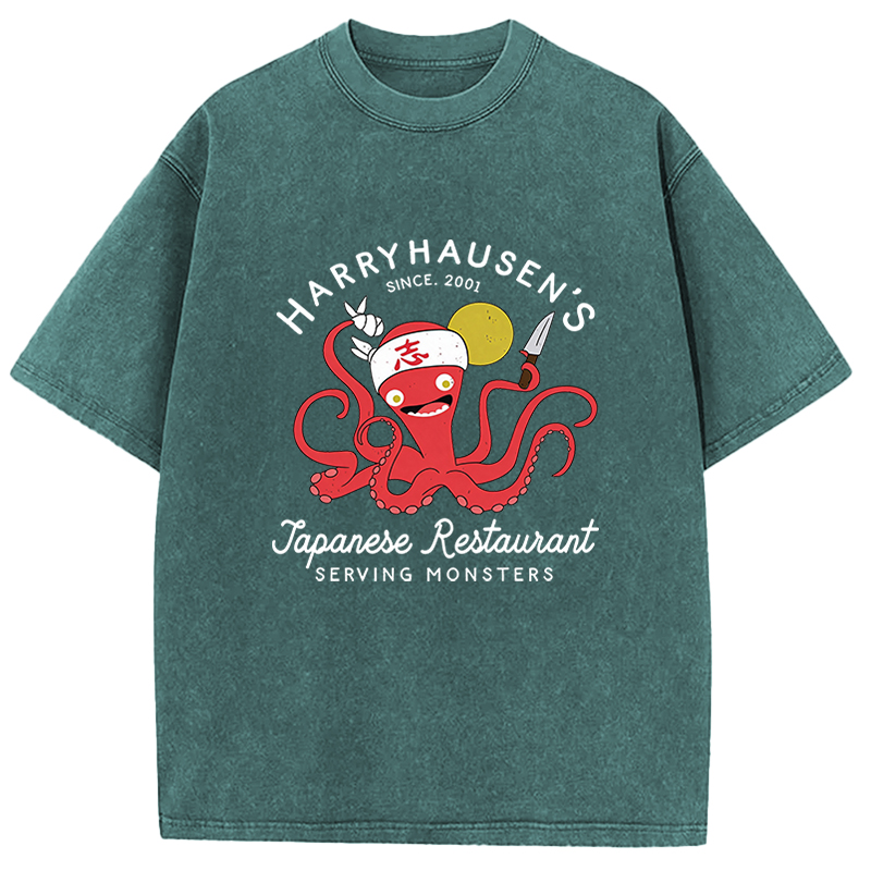 Tokyocanvas Harryhausen's Japanese Restaurant  Washed T-Shirt