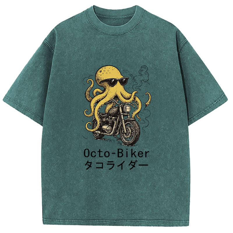Tokyocanvas Octopus Motorcycle Washed T-Shirt