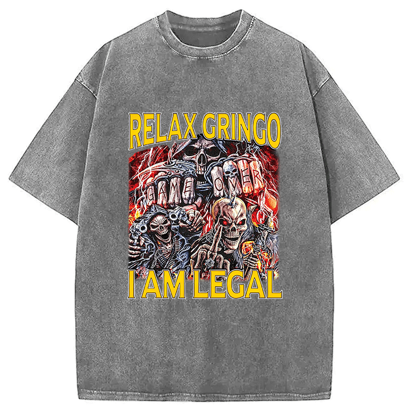 Tokyocanvas Relax Gringo Skeleton Meme Washed T-Shirt