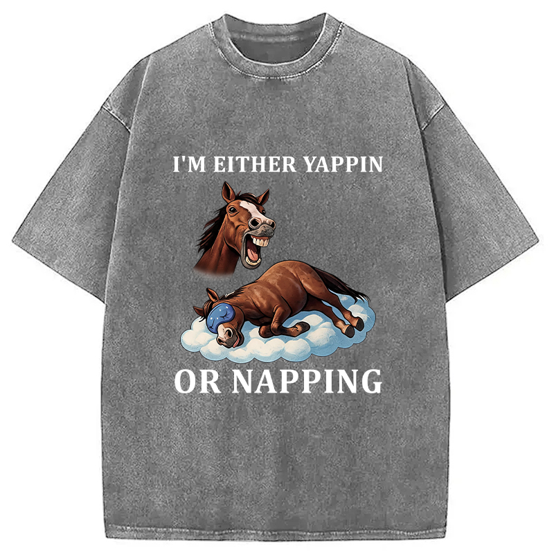 Tokyocanvas Im Either Yappin or Napping  Washed T-Shirt