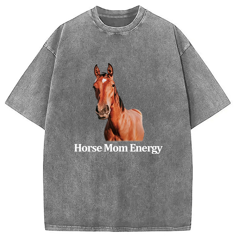 Tokyocanvas Horse Mom Energy Washed T-Shirt