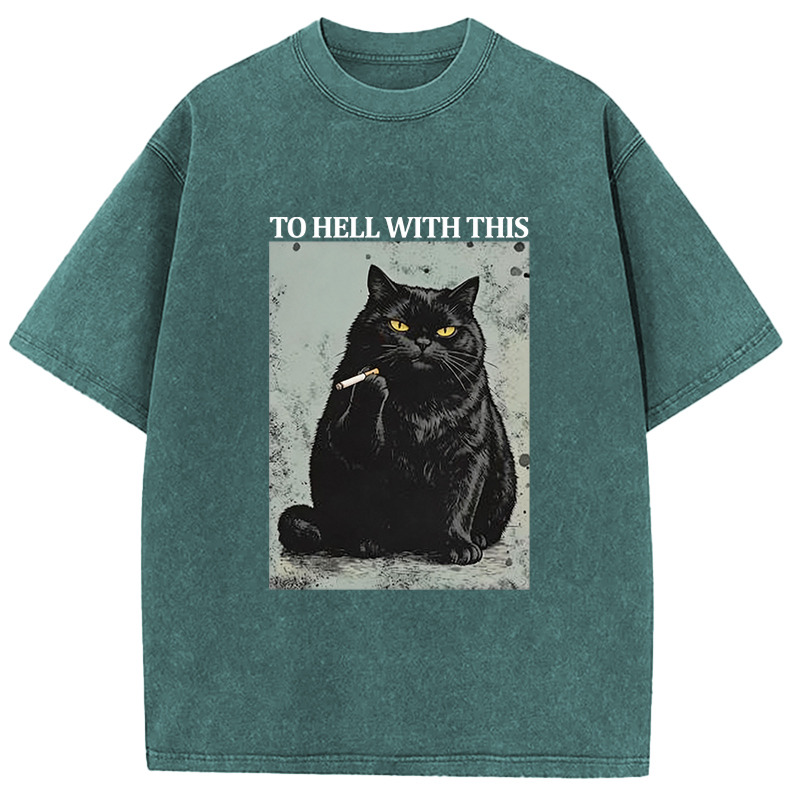 Tokyocanvas Fuck This Shit Black Cat Washed T-Shirt