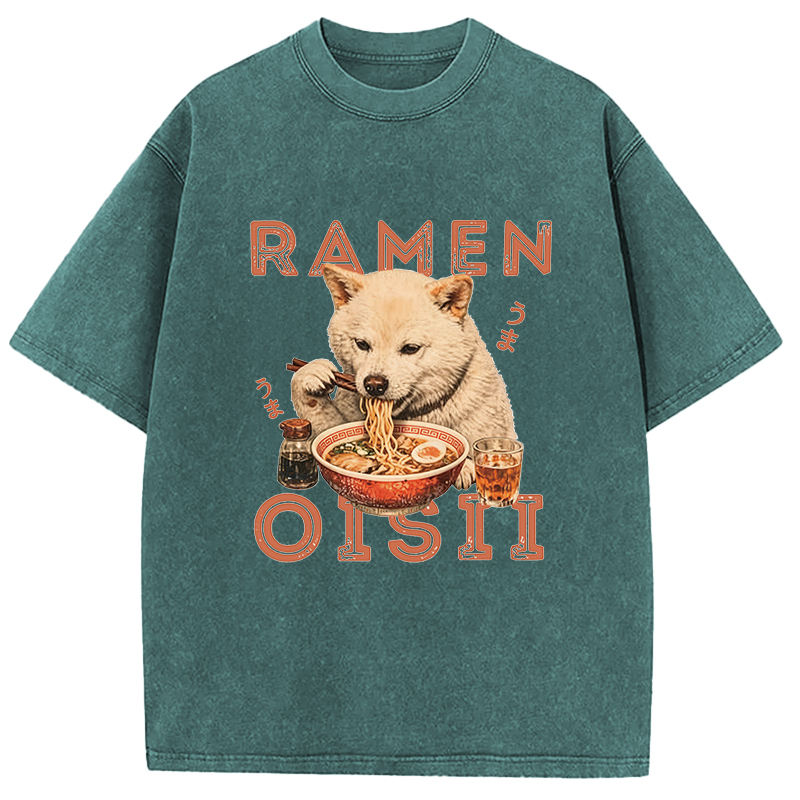 Tokyocanvas Shiba Inu Ramen Washed T-Shirt
