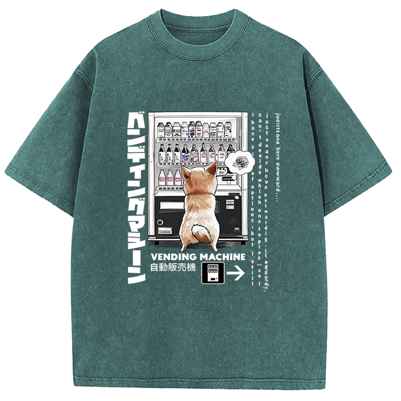 Tokyocanvas Shiba Inu Vending Machine Meme Graphic Washed T-Shirt