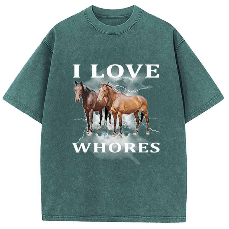 Tokyocanvas Cringe Horse Meme Washed T-Shirt