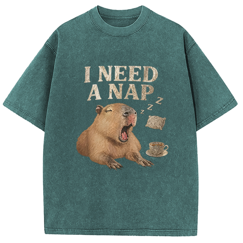 Tokyocanvas Nap Capybara Washed T-Shirt