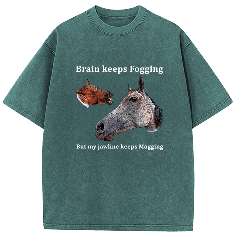 Tokyocanvas Horse Jawline Mogging Washed T-Shirt