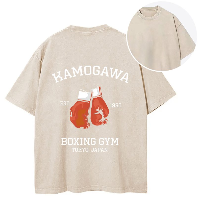 Tokyocanvas Retro Boxing Gloves Manga Anime Back Washed T-Shirt