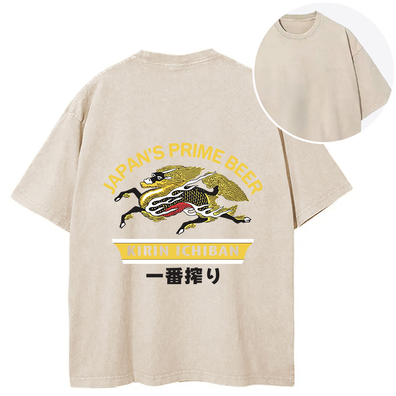Tokyocanvas Kirin Ichiban Beer Logo Japanese Back Washed T-Shirt