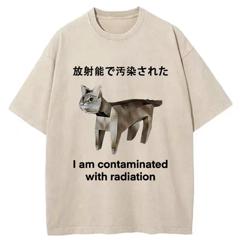Tokyocanvas Cat Contaminated By Radiation Washed T-Shirt