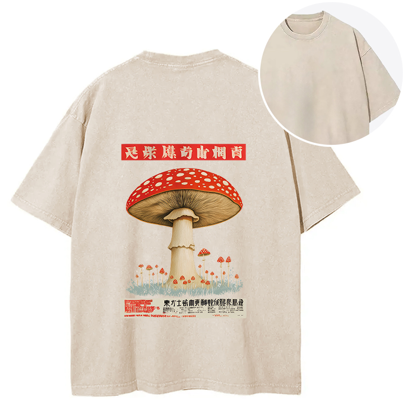 Tokyocanvas Psychedelic Mushroom Japanese Back Washed T-Shirt