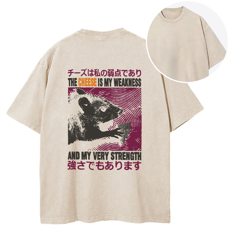 Tokyocanvas The Cheese is My Weakness Back Washed T-Shirt