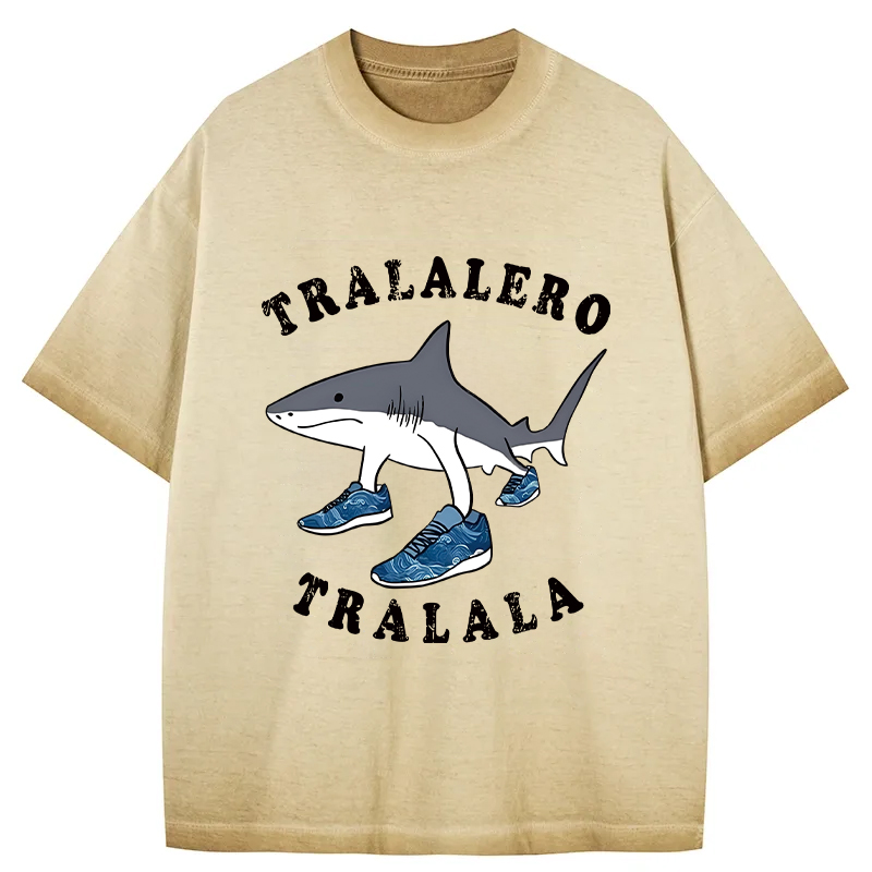Tokyocanvas Tralalero Tralala Funny Gradient Washed T-Shirt