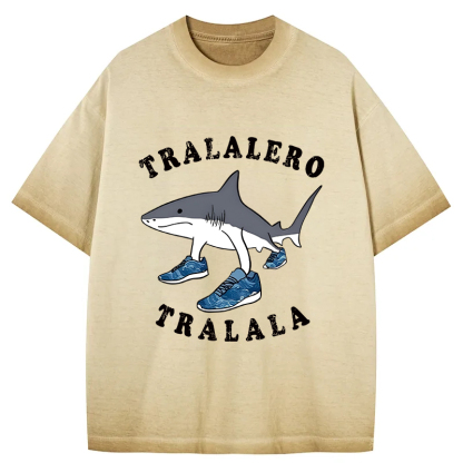 Tokyocanvas Tralalero Tralala Funny Gradient Washed T-Shirt