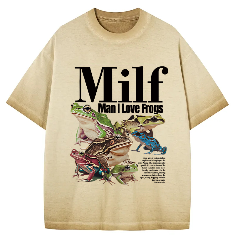 Tokyocanvas Man I Love Frogs Meme Gradient Washed T-Shirt