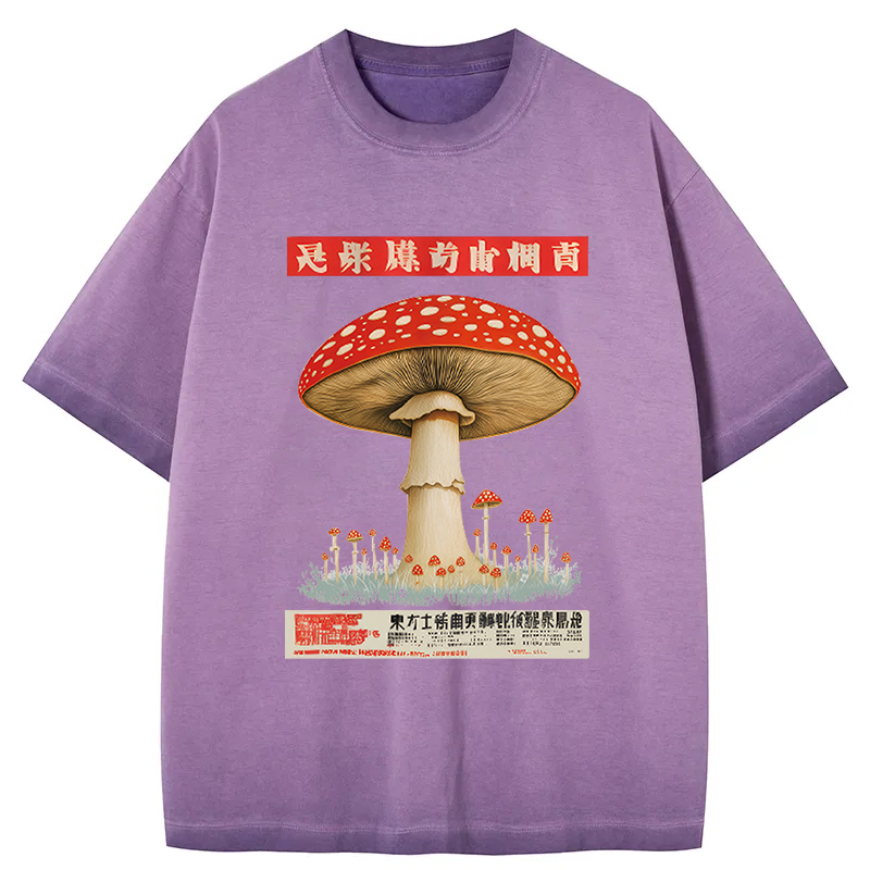 Tokyocanvas Psychedelic Mushroom Japanese Gradient Washed T-Shirt