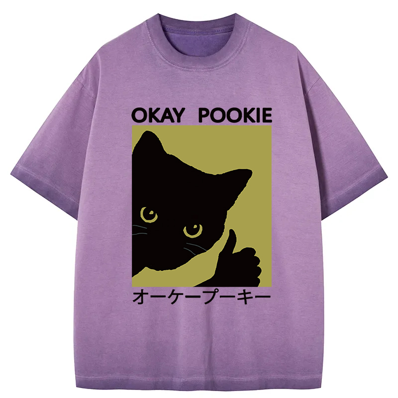 Tokyocanvas Okay Pookie Cat Gradient Washed T-Shirt