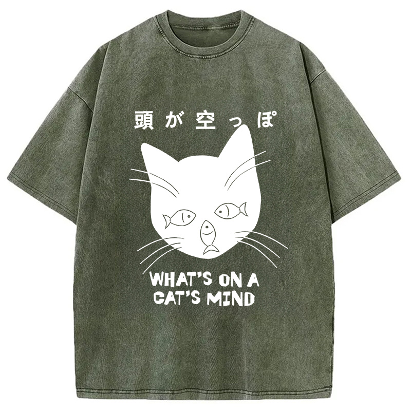 Tokyocanvas Silly Cat Funny Washed T-Shirt