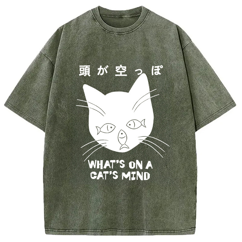 Tokyocanvas Silly Cat Funny Washed T-Shirt