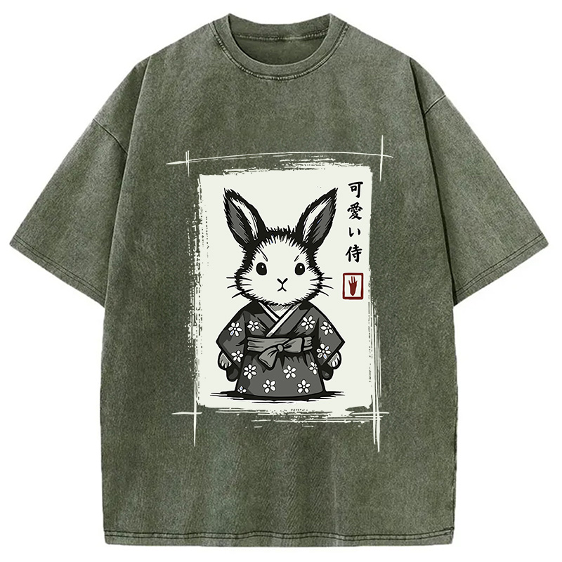 Tokyocanvas Woodcut Bunny Washed T-Shirt