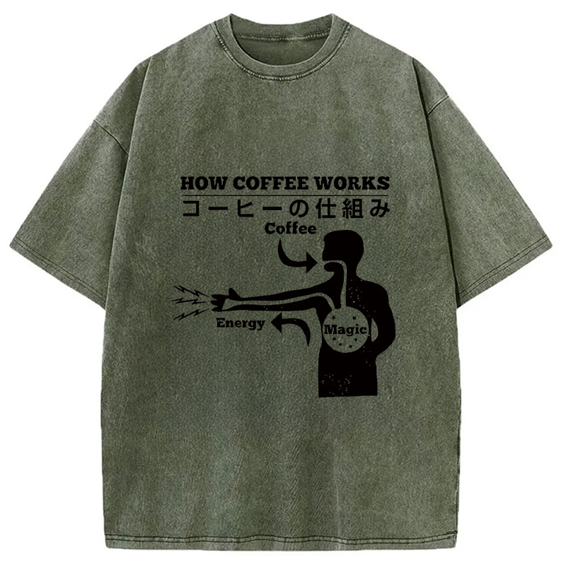 Tokyocanvas How Coffee Works Washed T-Shirt